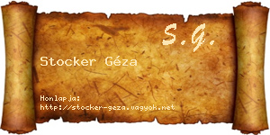 Stocker Géza névjegykártya
