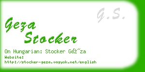 geza stocker business card